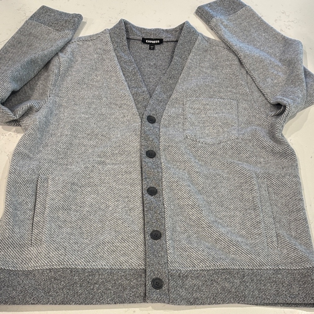 Express Men's Heather Gray Cardigan men’s size xl